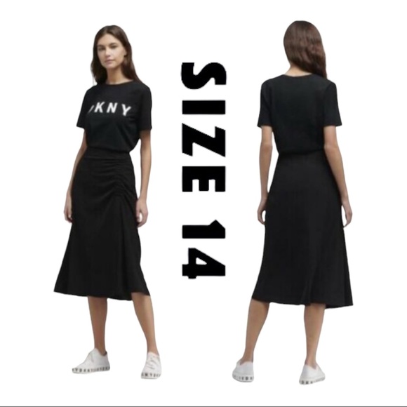 DKNY Foundations Black Ruched Skirt $79 - Picture 1 of 4